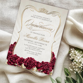 Red Guld Quinceañera Inbjudningar