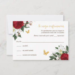 Red Guld Quinceañera OSA kort på spanska