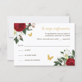 Red Guld Quinceañera OSA kort på spanska