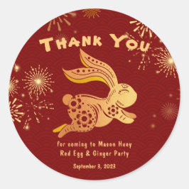 Red Guld Rabbit Fireworks Tack Stickers Runt Klistermärke