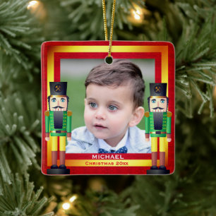 Red & Guld Ram & Nutcrackackers jul Julgransprydnad Keramik