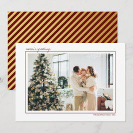 Red & Guld Rand Season's Greetings Photo Julkort