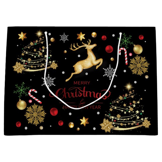 Red Guld Reindeer God jul Träd (Framsidan)