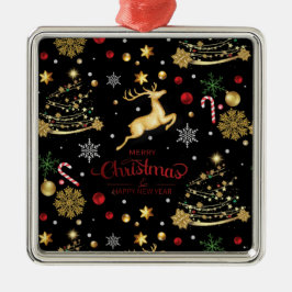 Red Guld Reindeer God jul Träd Julgransprydnad Metall