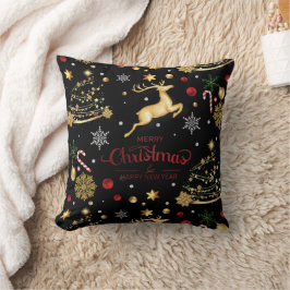 Red Guld Reindeer God jul Träd Kudde