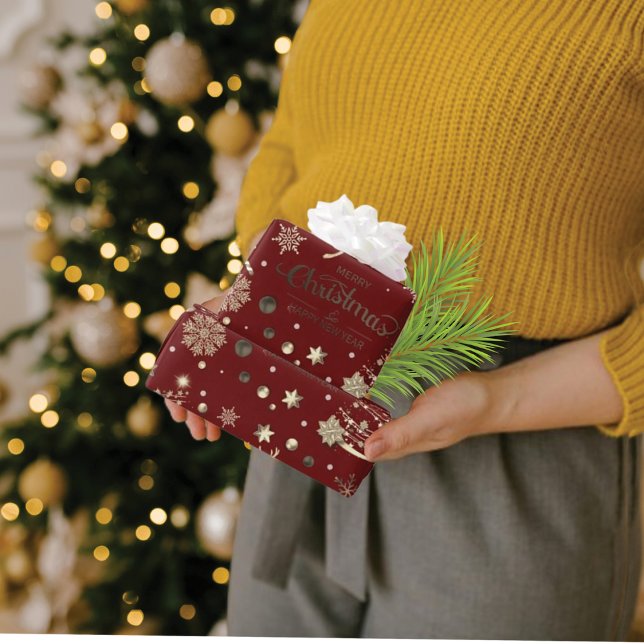 Red Guld Reindeer God jul Träd Presentpapper (Skapare uppladdad)