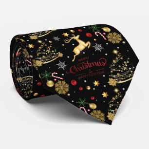 Red Guld Reindeer God jul Träd Slips