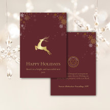 Red & Guld Reindeer Lycklig Helgdag Business Logot