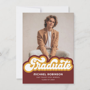 Red Guld Retro Student Photo Announcement Inbjudningar