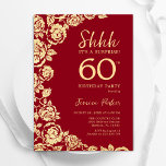 Red Guld Ro Surprise 60:e födelsedagen Inbjudningar<br><div class="desc">Röda guld blommigten överraskar 60 födelsedagsfest inbjudan. Elegantens utformning med ro,  faux guld-folie och typsnitt för typsnitt. Trendig inbjudan-kortets perfekt för en snyggt kvinnlig dag firande. Kan anpassas till vilken ålder som helst. Skrivna Zazzle-inbjudningar eller digital utskrivbar mall för omedelbar nedladdning.</div>