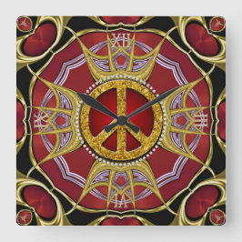 Red Guld Royale Peace Kärlek Clock Fyrkantig Klocka