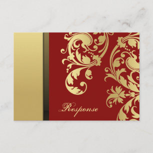 Red Guld Shimmer Blommigt Bröllop Response OSA Kort