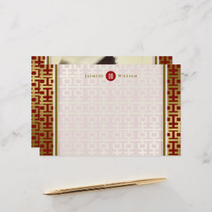 Red Guld Simple Dubbla Happity China Bröllop Brevpapper