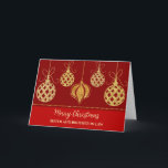 Red Guld Sister & Brother i Juljul Kort<br><div class="desc">God jul för syster och bror i lagkortet i modernt rött med glatt guld-prydnadsföremål.</div>