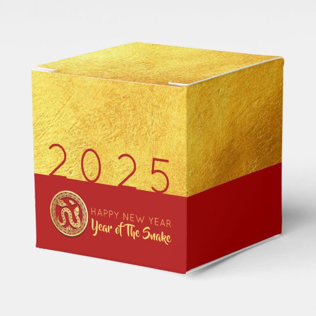Red Guld Snake papercut 2025 Party Favor Box Presentaskar (Framsidan Sidan)