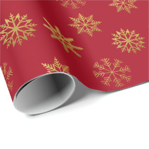 Red Guld Snöflingor Wrapping Papper Presentpapper