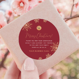 Red Guld Snowflake Anpassningsbar Company Logotyp  Runt Klistermärke