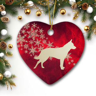 Red Guld Snowflake Australian Cattle Hund Julgransprydnad Keramik