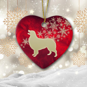 Red Guld Snowflake Australian shepherd Julgransprydnad Keramik