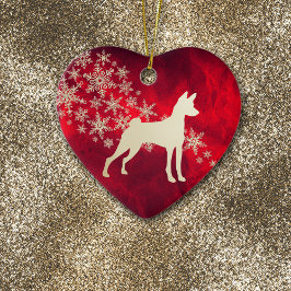 Red Guld Snowflake Basenji Hund Julgransprydnad Keramik