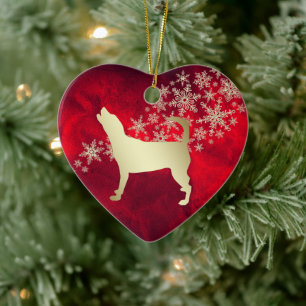 Red Guld Snowflake Beagle Julgransprydnad Keramik