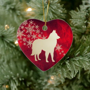 Red Guld Snowflake Belgium Tervuren Julgransprydnad Keramik