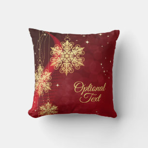 Red & Guld Snowflake Filigree Anpassningsbar Jul Kudde