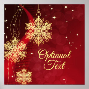 Red & Guld Snowflake Filigree Anpassningsbar Jul Poster