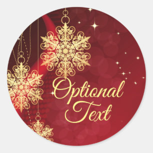 Red & Guld Snowflake Filigree Anpassningsbar Jul Runt Klistermärke