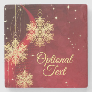 Red & Guld Snowflake Filigree Anpassningsbar Jul Stenunderlägg