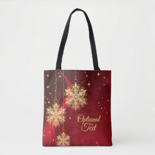 Red & Guld Snowflake Filigree Anpassningsbar Jul Tygkasse