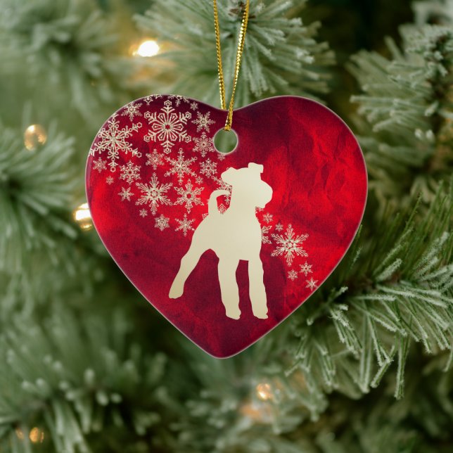 Red Guld Snowflake Fox Terrier Julgransprydnad Keramik (Träd)