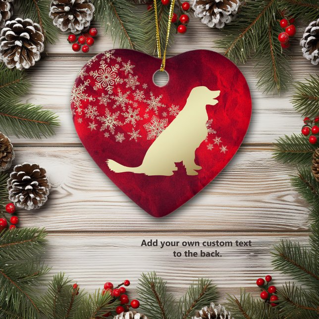 Red Guld Snowflake Golden Retriever Julgransprydnad Keramik (Skapare uppladdad)