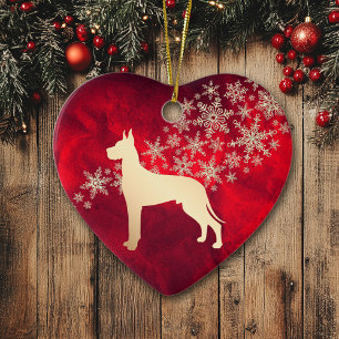 Red Guld Snowflake Great dane Julgransprydnad Keramik