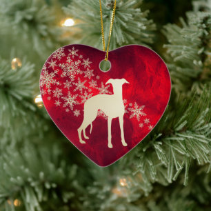 Red Guld Snowflake-Hund Julgransprydnad Keramik