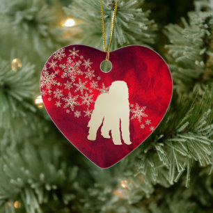 Red Guld Snowflake Labradoodle Hund Julgransprydnad Keramik