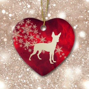 Red Guld Snowflake Leksak Terrier Julgransprydnad Keramik