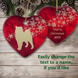 Red Guld Snowflake Malamute Julgransprydnad Keramik