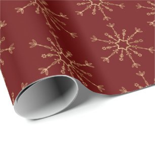 Red Guld Snowflake Mönster Presentpapper