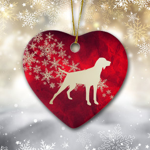 Red Guld Snowflake peinter Hund Julgransprydnad Keramik
