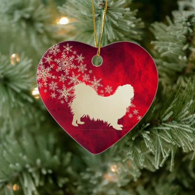 Red Guld Snowflake Pekingese Hund Julgransprydnad Keramik (Träd)