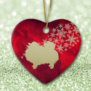 Red Guld Snowflake Pommern Julgransprydnad Keramik