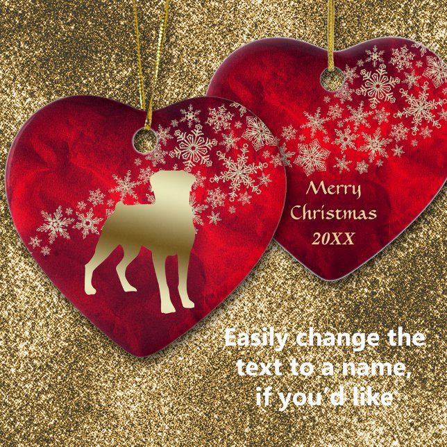 Red Guld Snowflake Rottweiler Julgransprydnad Keramik (Skapare uppladdad)