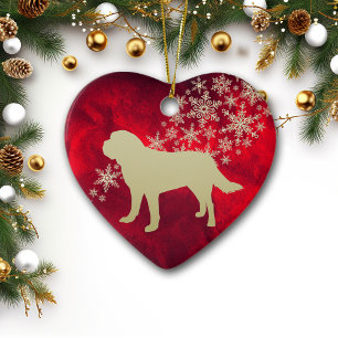 Red Guld Snowflake St Bernard Julgransprydnad Keramik