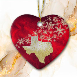 Red Guld Snowflake Texas Heart Julgransprydnad Keramik