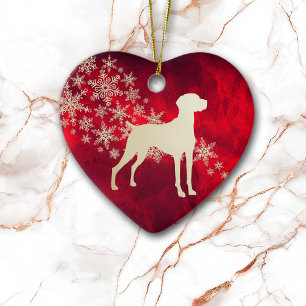 Red Guld Snowflake Vizsla Hund Julgransprydnad Keramik
