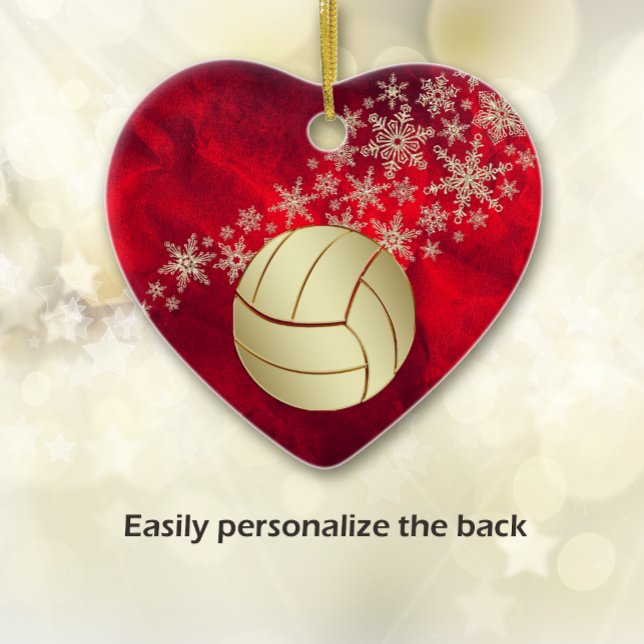 Red Guld Snowflake Volleyball Personlig Julgransprydnad Keramik (Skapare uppladdad)