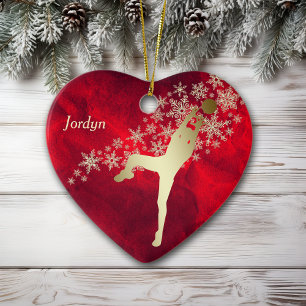 Red Guld Snowflake Volleyball Player Julgransprydnad Keramik