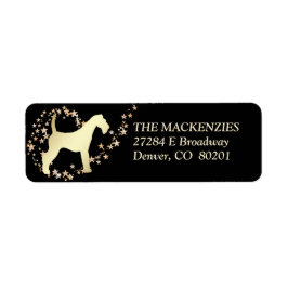 Red Guld Star Swirl Airedale Returadress Etikett