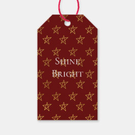Red Guld Stars Shine Bright Presentetikett